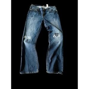 Vintage Y2K Baby Phat Womens Jeans Blue Denim Embroidered Sz 31.5x30